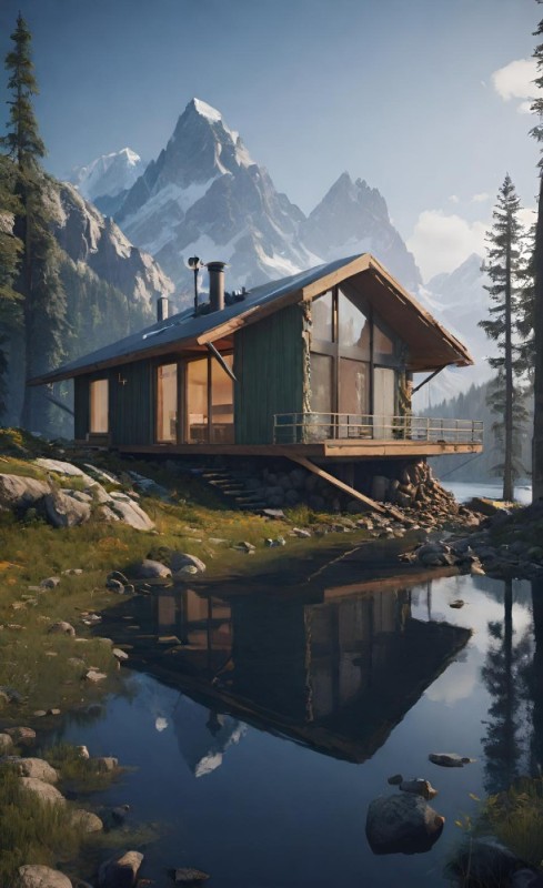 Создать мем "домик в зимнем лесу, arctic treehouse hotel финляндия ...