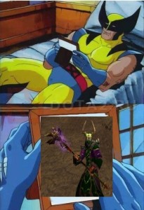 Create comics meme "x men, meme of Wolverine on the bed template ...