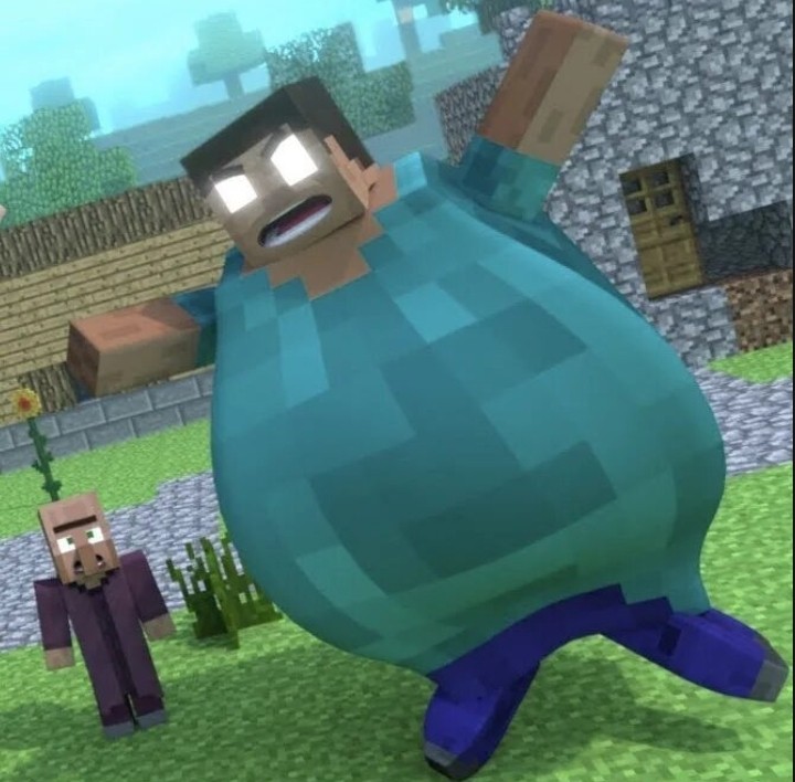 Create meme "thick minecraft, Steve from minecraft, Fat Steve from ...