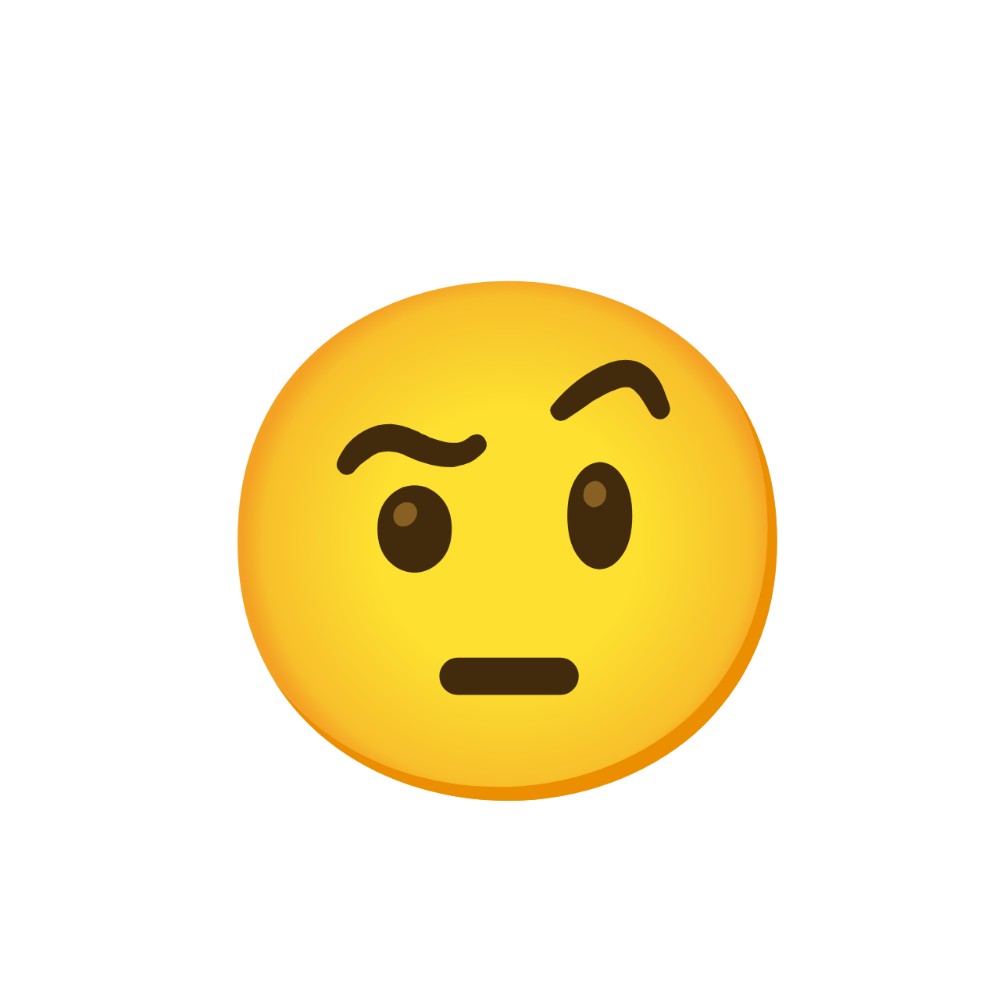 Create meme "smiley face with raised eyebrow, brooding Emoji, smiley ...